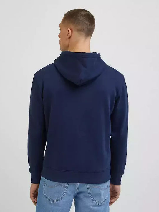 Lee Plain Men's Sweatshirt with Hood Blue