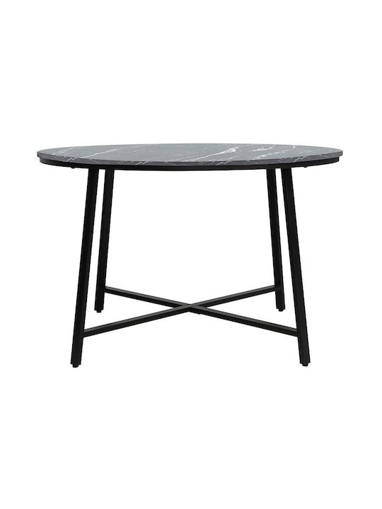 Gianno Table Dining Room Wooden with Metal Frame Black 120x120x76cm