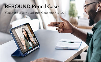 ESR Rebound Pencil Flip Cover Piele artificială / Plastic Albastru marin (iPad 2022 10.9'' - iPad 2022 10,9")