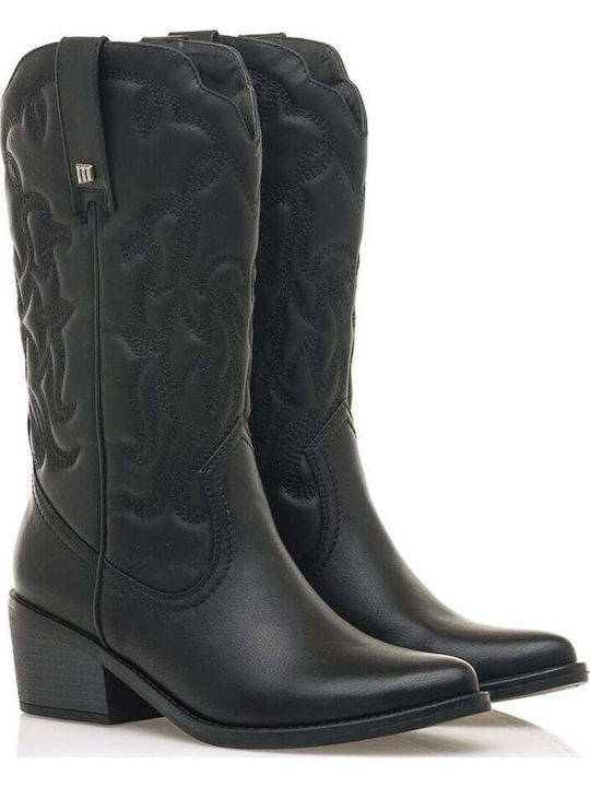Damenstiefel Cowboy mit Mittelhohem Absatz Schwarz