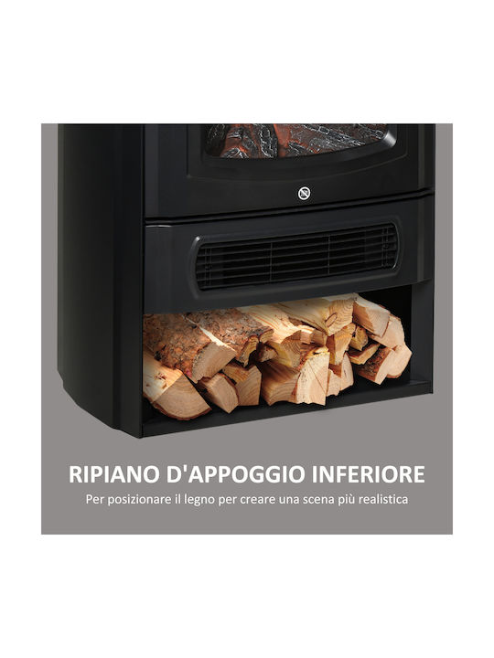 HomCom Boden Elektrischer Kamin 2000W 44.5x74cm Schwarz
