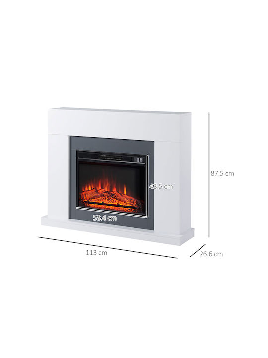 HomCom Wandmontiert Elektrischer Kamin 2000W 87.5x113cm Weiß