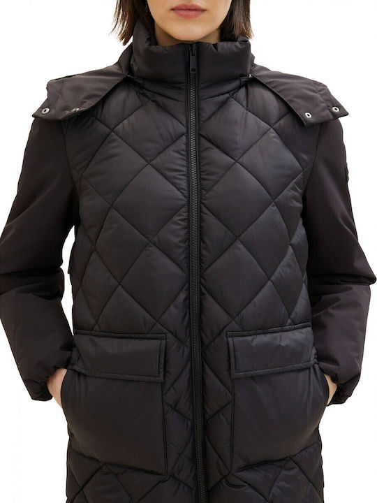 Women's Short Puffer Jacket for Spring or Autumn Black