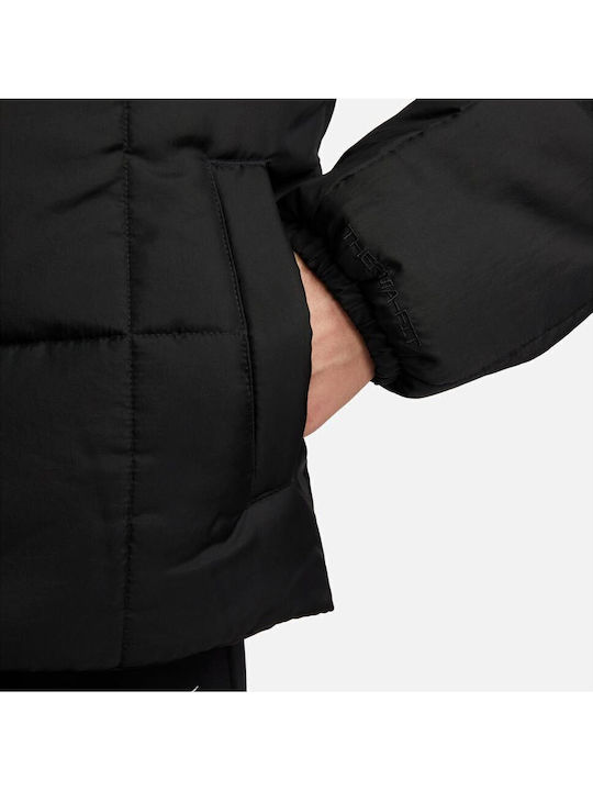 Sportswear Women's Short Puffer Jacket for Spring or Autumn Black
