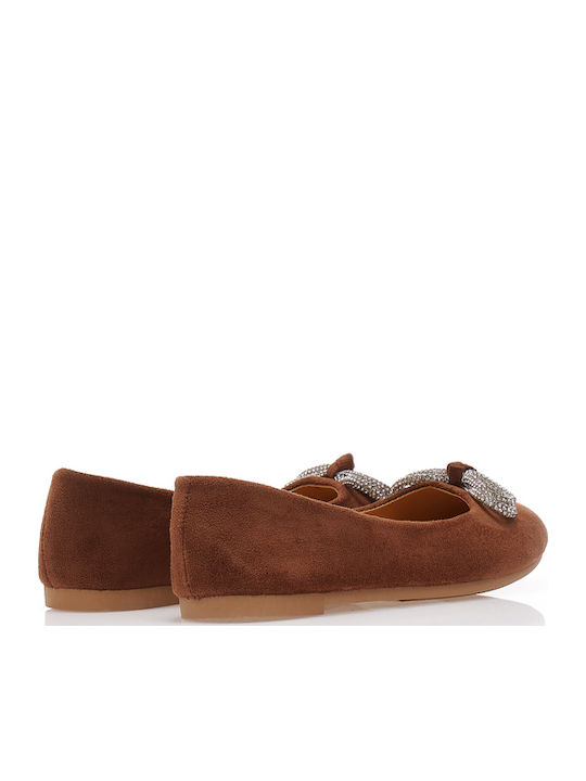 Wildleder Damen Ballerinas in Braun Farbe 501807CAM