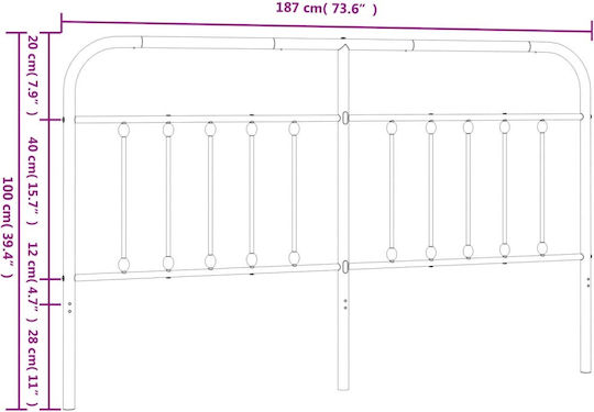 vidaXL Metallic White Bed Headboard 187x100cm