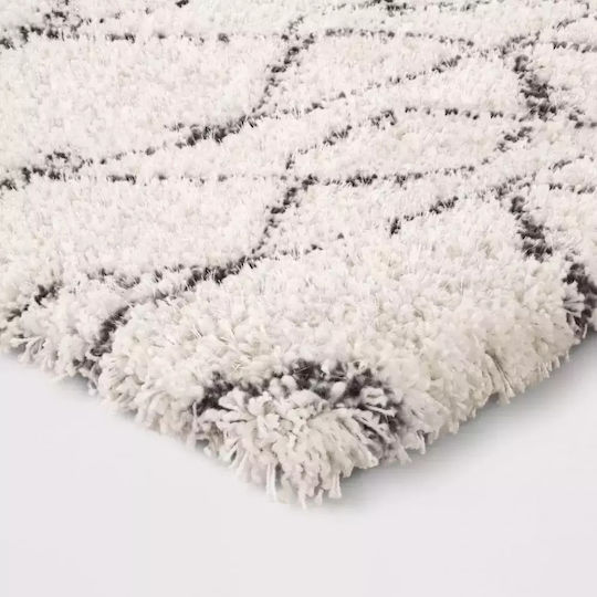 Saray Home Moroccan Eyelash Teppich Rechteckig Zottelig Synthetisch,Polyester/Cotton/Leather Ivory Black
