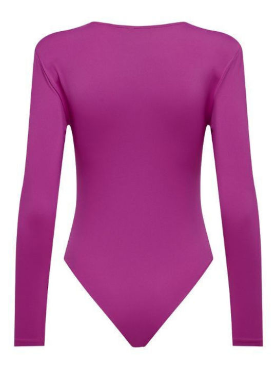 Only Long Sleeve Bodysuit Slim Fit Fuchsia