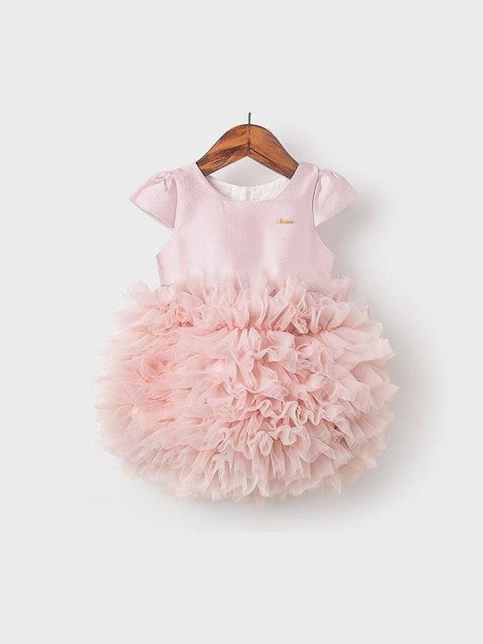 Kinderkleid Ärmellos Satin Rosa