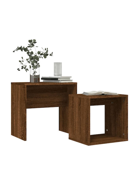 Rectangular Zigon Set Wooden Brown 2 Pieces M48xW30xH45cm