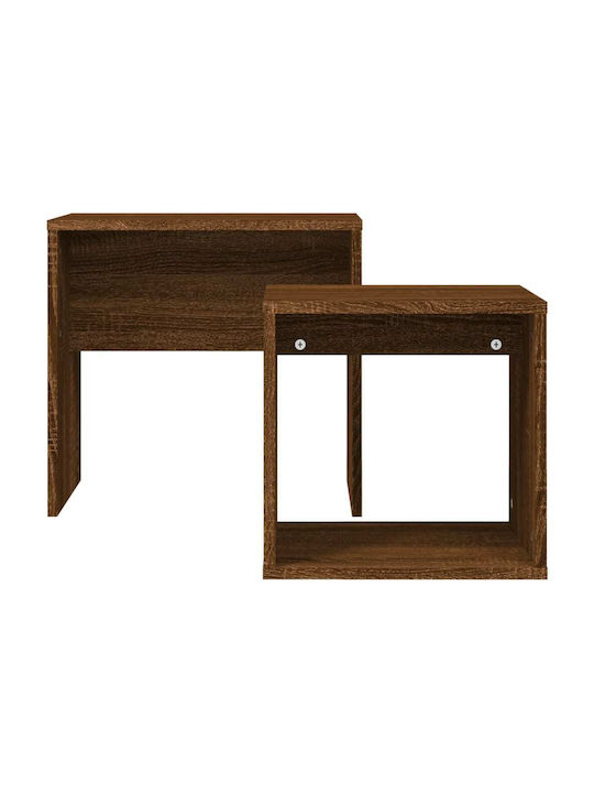 Rectangular Zigon Set Wooden Brown 2 Pieces M48xW30xH45cm