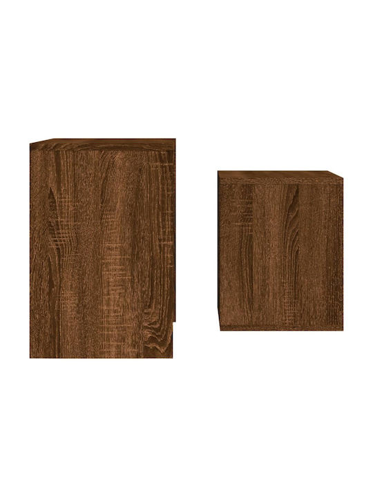 Rectangular Zigon Set Wooden Brown 2 Pieces M48xW30xH45cm