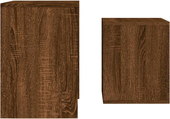 Rectangular Zigon Set Wooden Brown Oak 2 Pieces M48xW30xH45cm