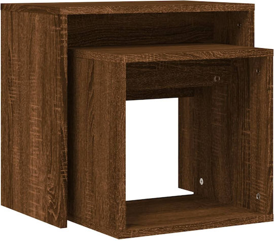 Rectangular Zigon Set Wooden Brown Oak 2 Pieces M48xW30xH45cm