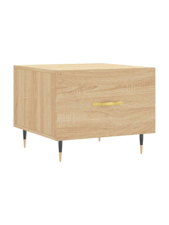 Square Side Table Wooden with Drawers Beige 2pcs W50xD50xH40cm