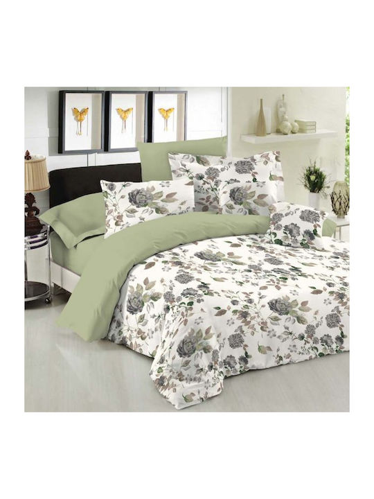 Le Blanc Rose Set Coverlet Queen Size Cotton Olive 220x240cm 3pcs