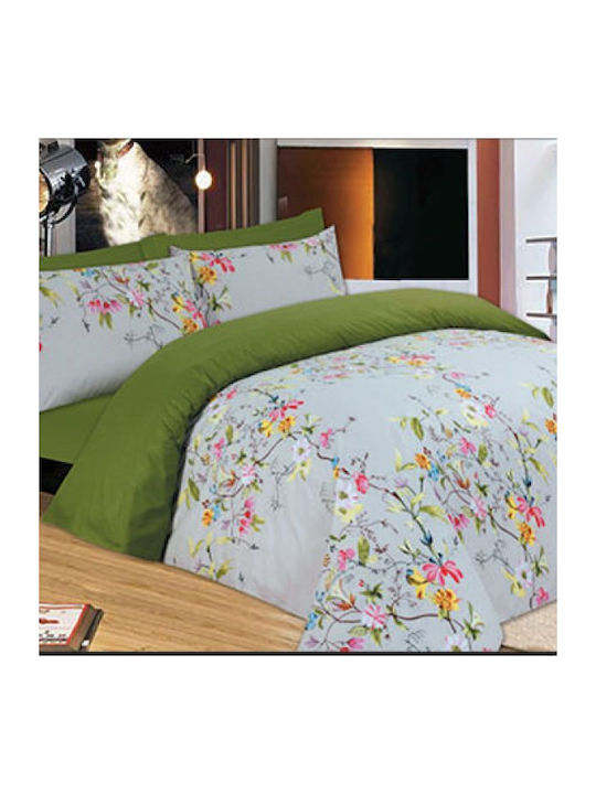 Le Blanc Bettdecken-Set Einzelbett 160x240cm Flowers Green 2Stück