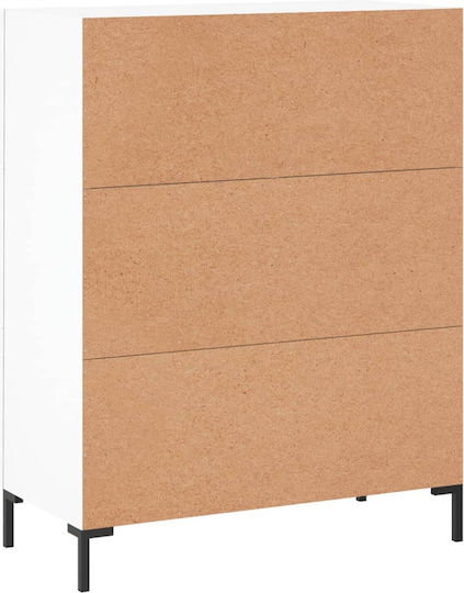 Sideboard Wooden with Drawers White 69.5x34x90cm