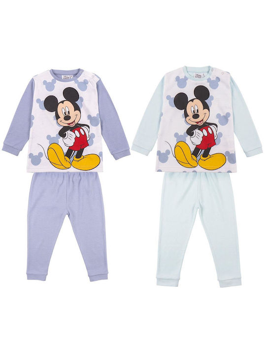 Cerda Kinder Schlafanzug Winter Baumwolle Hellblau Mickey