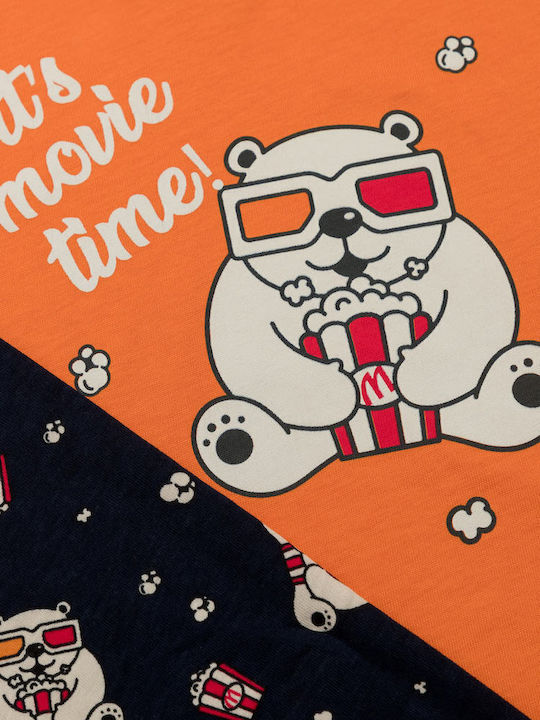 Minerva Kids' Pajamas Winter Orange Pop Corn