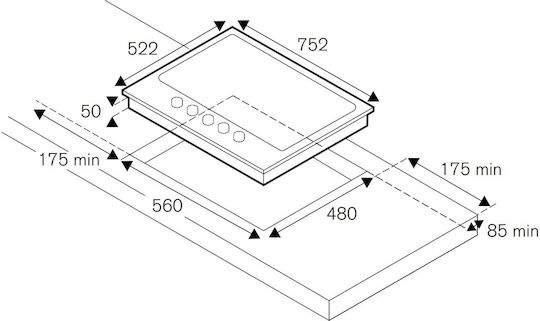Bertazzoni Εστία Υγραερίου Αυτόνομη 75.5x52.5εκ.