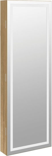 vidaXL Wandspiegel mit Braun Hölzernes Rahmen & LED Beleuchtung 90x31.5cm 1Stück