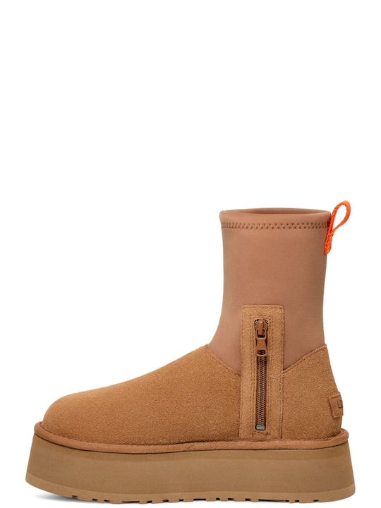 Classic Women's Ankle Boots Platform Brown