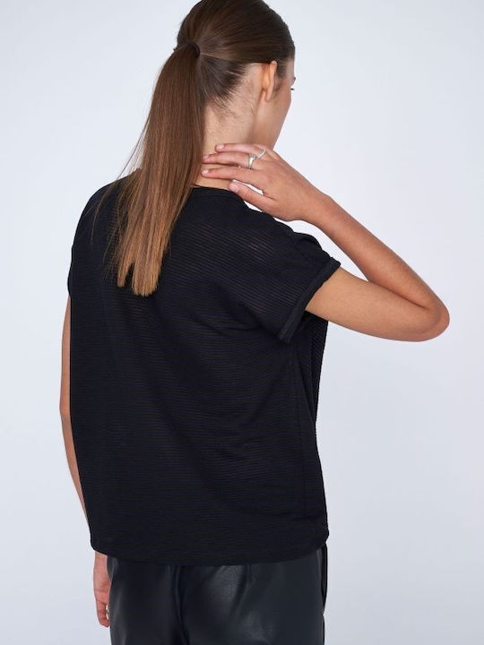 Ale - The Non Usual Casual Women's Blouse Short Sleeve Black