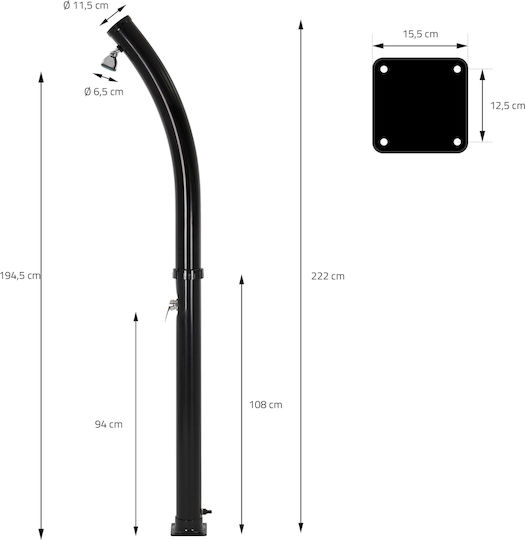 ML-Design Solar Pool Shower Made of PVC with Height 222cm Black