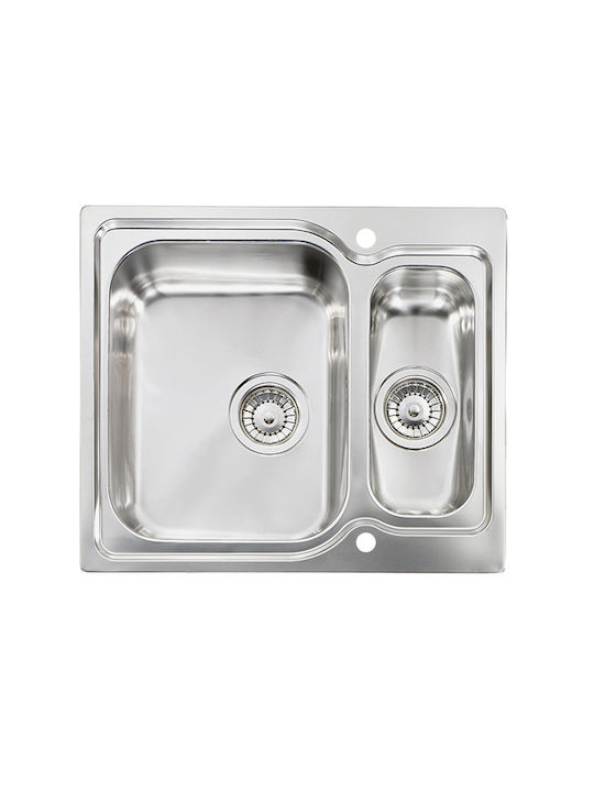 Sanitec Ένθετος Νεροχύτης Δεξιός Inox Σατινέ Μ58xΠ50cm Ασημί