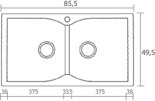 Sanitec Classic Drop-In Chiuvetă din Granit Sintetic L86xW50cm albastru granit