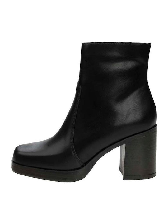 Leder Stiefeletten Damen Schwarz