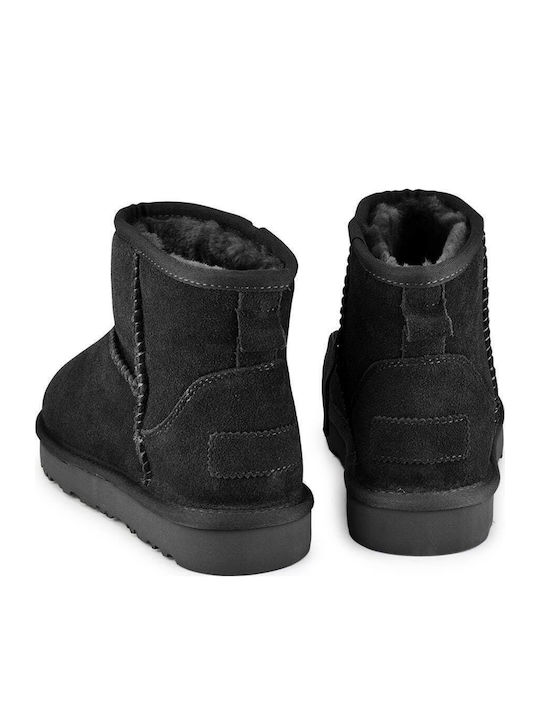 Suede Γυναικεία Μποτάκια Μαύρα