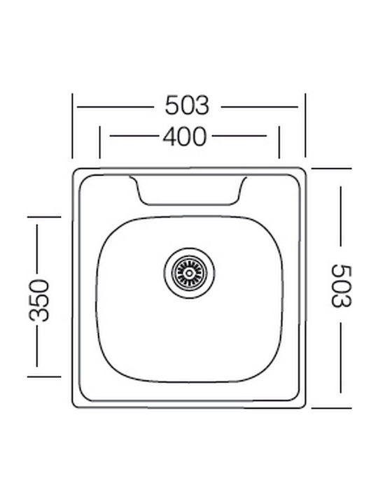 KL Sinks Ένθετος Νεροχύτης Inox Σατινέ Μ50xΠ50cm Ασημί