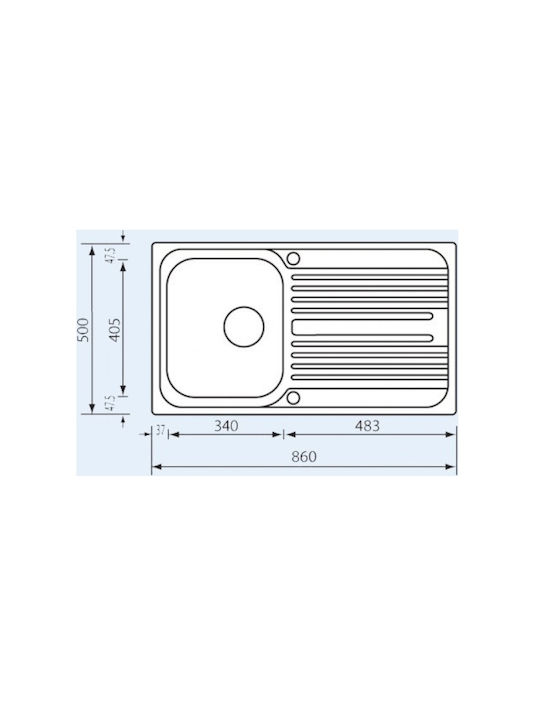 Sanitec Drop-In Мивка Ляв Inox Сатен Ш86xД50см Сребрист