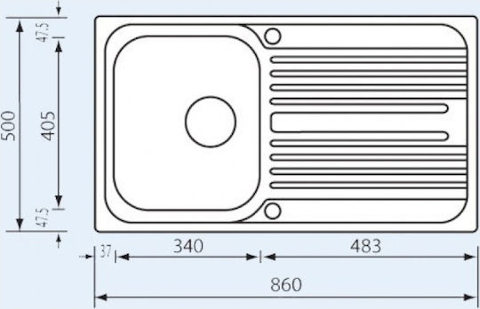 Sanitec Atlantic Ένθετος Νεροχύτης Αριστερός Inox Σατινέ Μ86xΠ50cm Ασημί