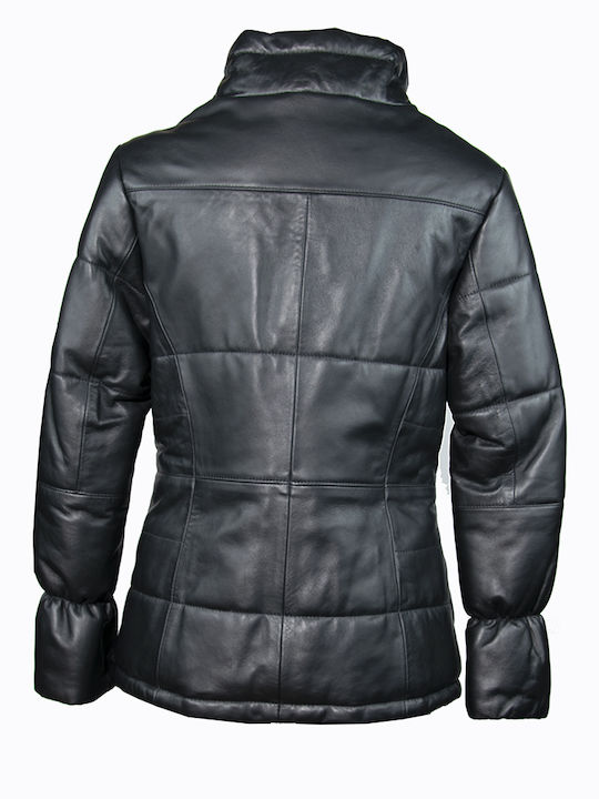 Ageridis Leather Women's Short Lifestyle Leather Jacket for Winter Black