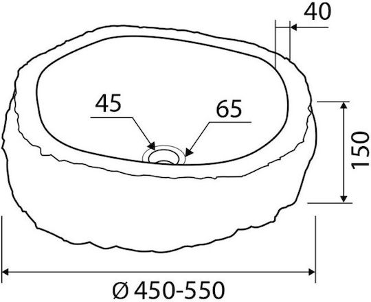 Karag River Stone NRS3 40 Deasupra Blatului Chiuvetă Piatră 45x45x15cm Gri