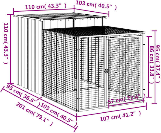vidaXL 172360 Cușcă din Oțel Galvanizat pentru păsări 110bucx201bucx110buccm.