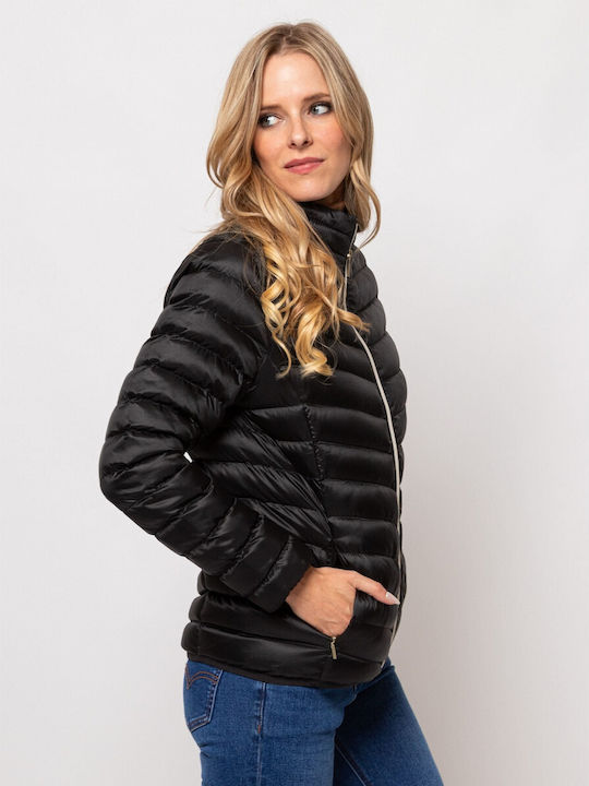 Heavy Tools Women's Short Puffer Jacket for Spring or Autumn Black.