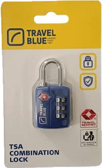 Travel Blue Padlock Brass Combination with TSA Certification Blue 1pcs