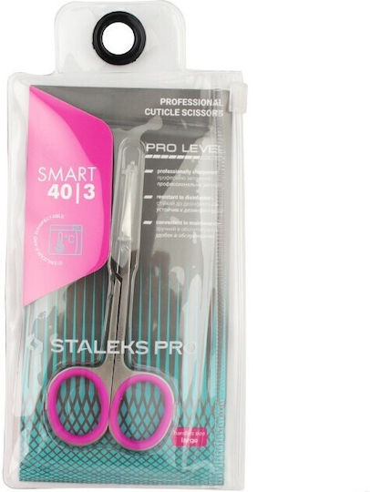 Staleks Smart 40 Nickel Nail Scissors With Curved Tip For Cuticles Silver Fuchsia 1 Piece