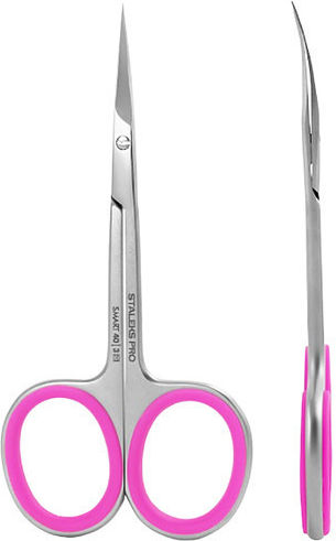 Staleks Smart 40 Nickel Nail Scissors With Curved Tip For Cuticles Silver Fuchsia 1 Piece