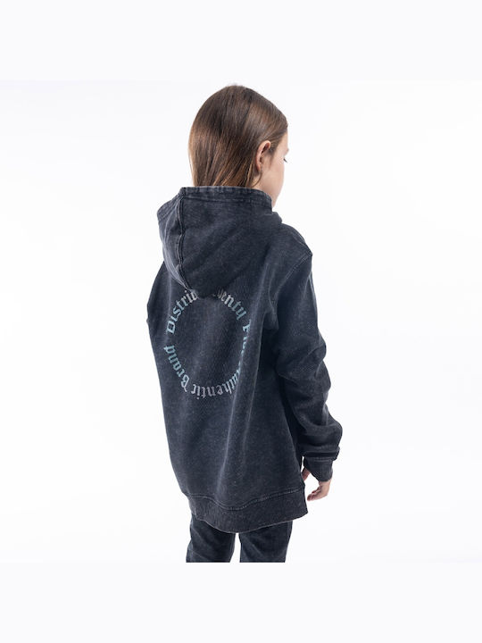 District75 Kids Sweatshirt with Hood and Pocket Black