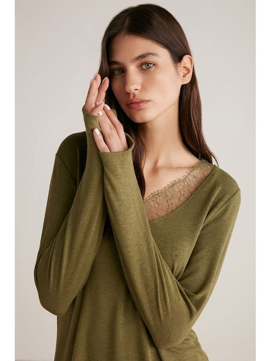 Penye Mood Winter Damen Pyjama-Set Khaki