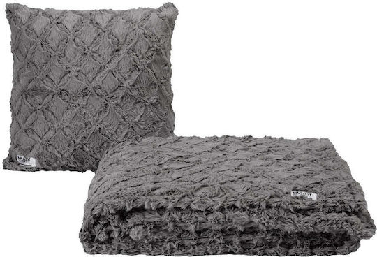 Madi Oblong Ριχτάρι Πολυθρόνας Γούνινο 180x180εκ. Grey 2982-01