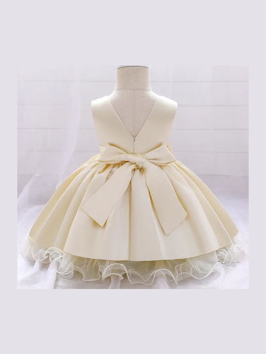 Rochie Fete Fără Mâneci Din Tulle Pentru Domnișoarele De Onoare Florale Ecru