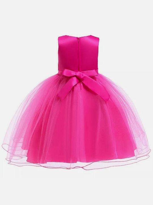 TakTakBaby Mädchen Kleid Tüll Ärmellos Fuchsie