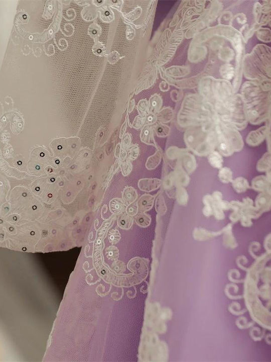 Kinderkleid Langärmelig Tüll Flieder