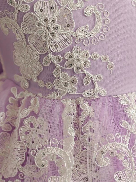 Kinderkleid Langärmelig Tüll Flieder